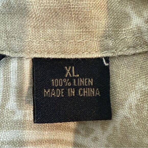 Axist Wave Washed Batik Linen Shirt Tan XL - Picture 5 of 7